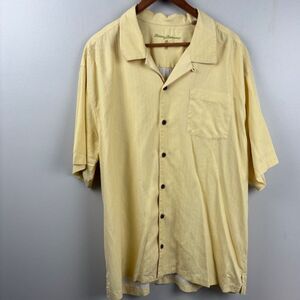 Tommy Bahama Light yellow Short-Sleeve Camp SILK Shirt XL